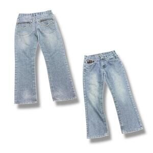 Y2K Request Medium Wash Low Rise Flares